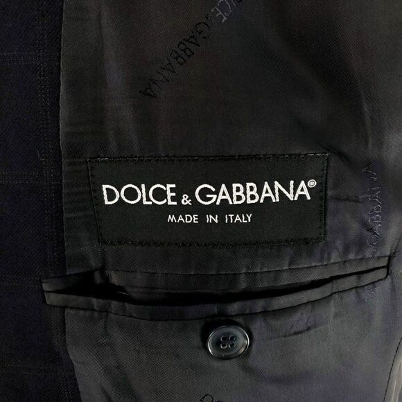 Dolce & Gabbana Virgin Wool 2 Button‎ Blazer 44R Blue W/ Brown Windowpane - Picture 7 of 10